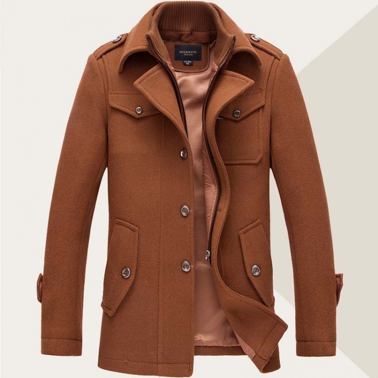 Zipper wool-blend overcoat